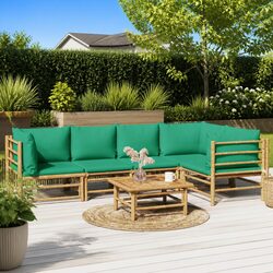 6 Piece Modular Bamboo Garden Lounge Set Details