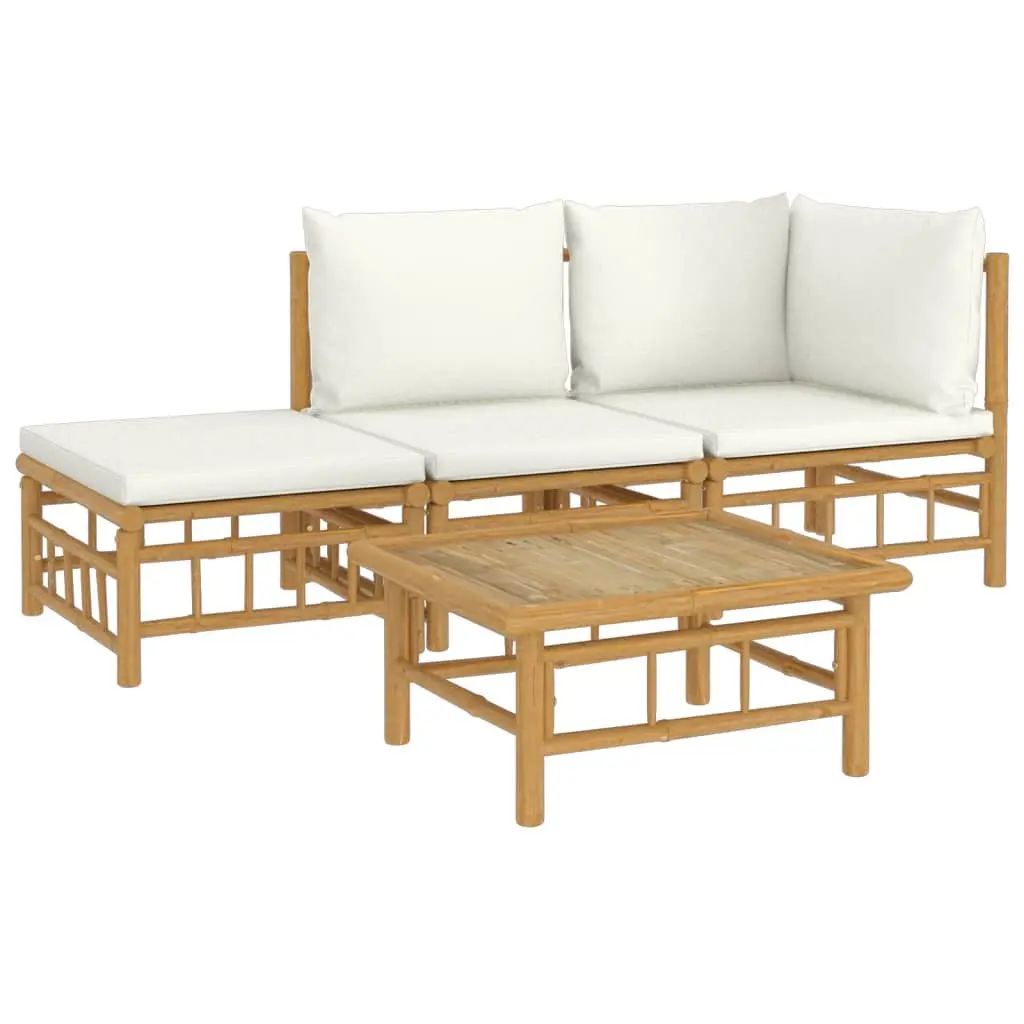 Garden Lounge Set 4 Piece Outdoor Furniture Bamboo Sofa with Cushions