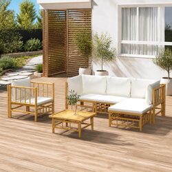 6-Piece Modular Garden Lounge Set with Bamboo Frame
