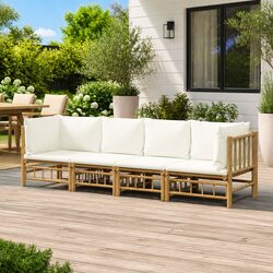 Specifications of 4 Piece Bamboo Garden Lounge Set with Cream Cushions