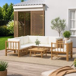 Specifications for 7-Piece Bamboo Lounge Set with Cushions