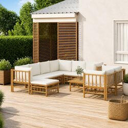 Specifications of Bamboo 10-Piece Garden Lounge Set