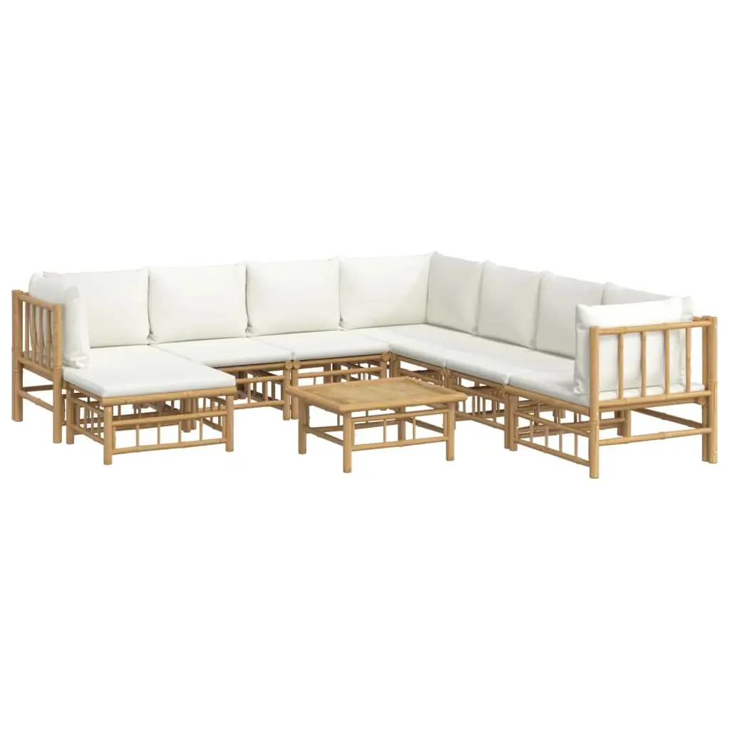 Bamboo Lounge Set 9 Piece Outdoor Furniture Patio Sofa with Cushions