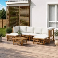 7 Piece Modular Garden Lounge Set with Bamboo Frame