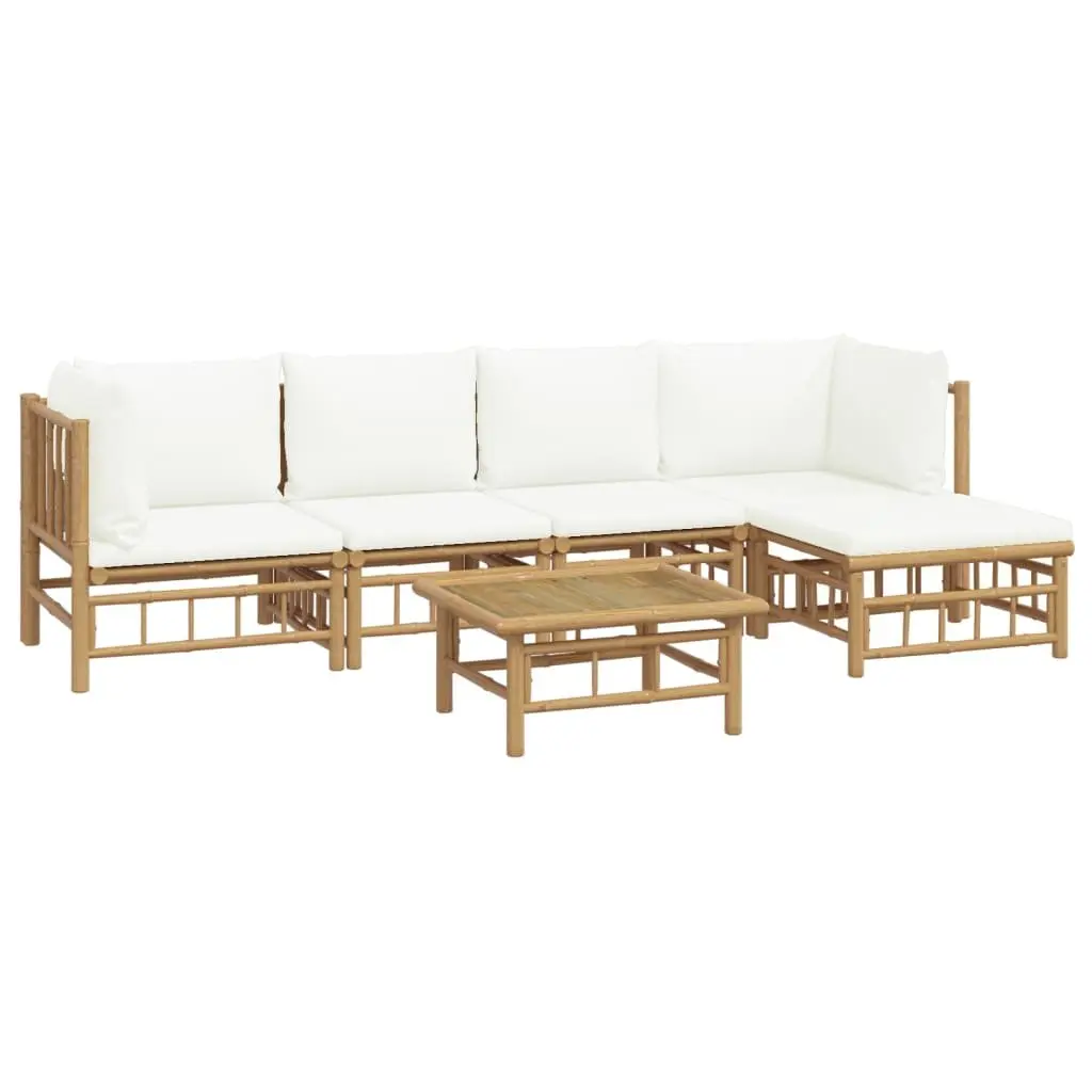 Garden Lounge Set 6 Piece Outdoor Furniture Bamboo Sectional with Cushions