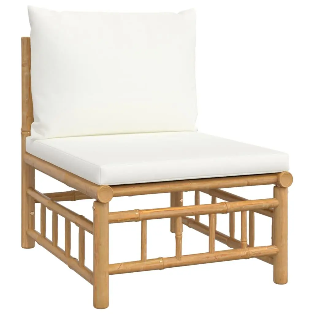 Bamboo Lounge Set Modular Outdoor Furniture for Garden and Patio 6 Piece with Cushioned Seating and Table