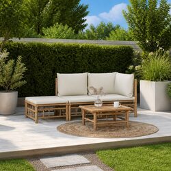 3 Piece Bamboo Garden Lounge Set: Durable and Stylish