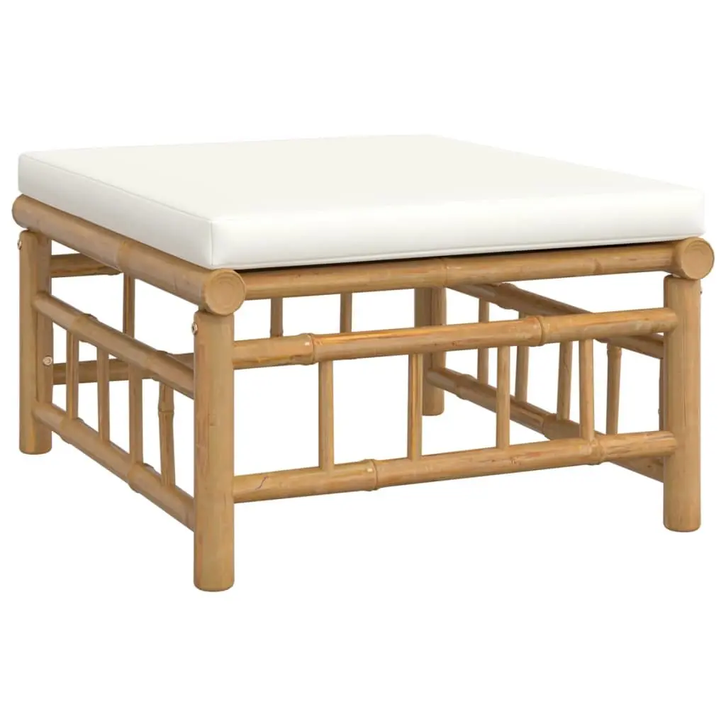 Bamboo Garden Lounge Set 8 Piece Outdoor Furniture Patio Garden Brown Cream Cushions