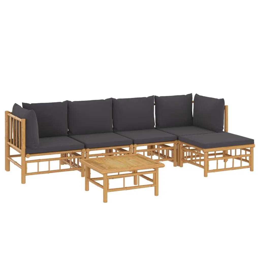 Bamboo Garden Lounge Set 6 Piece Outdoor Furniture with Cushions Patio Seating