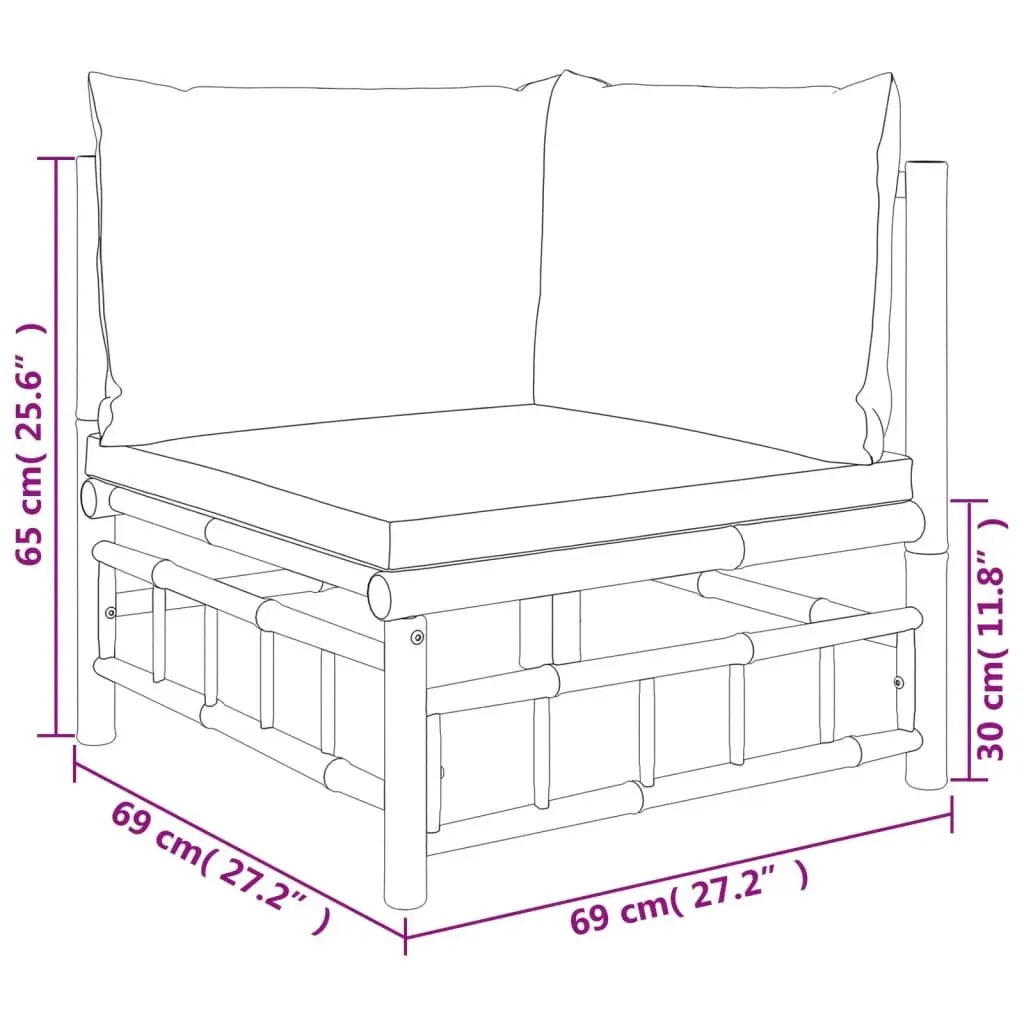 7 Piece Garden Lounge Set Outdoor Furniture Bamboo Sofa with Cushions Table