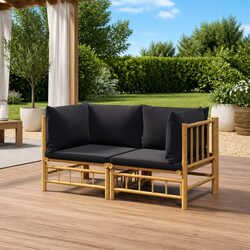 Corner Sofa Set - 2-Piece Bamboo Outdoor Furniture