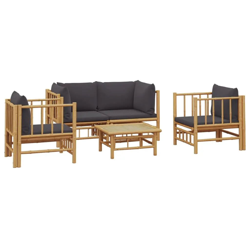 5 Piece Garden Lounge Set Bamboo Outdoor Furniture Patio Seating