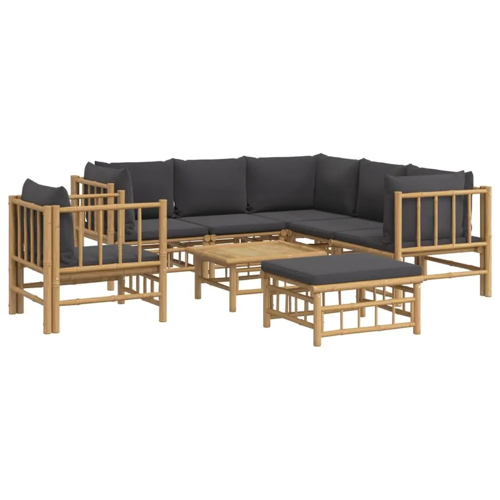 8-Piece Modular Garden Lounge Set with Bamboo Frame