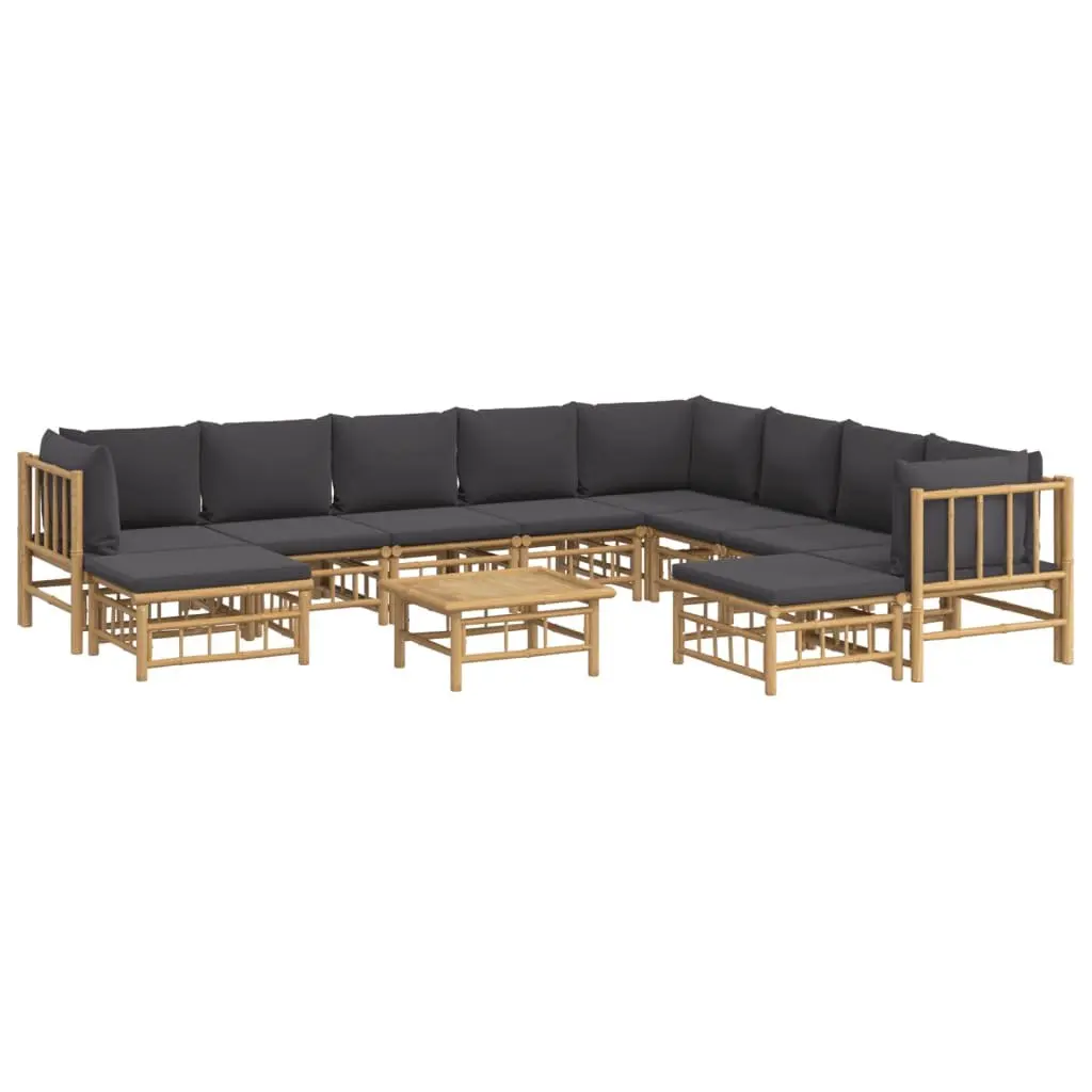 Garden Lounge Set 11 Piece Outdoor Furniture Bamboo Sofa with Cushions Table