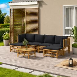 7-Piece Modular Bamboo Lounge Set with Cushions Specifications