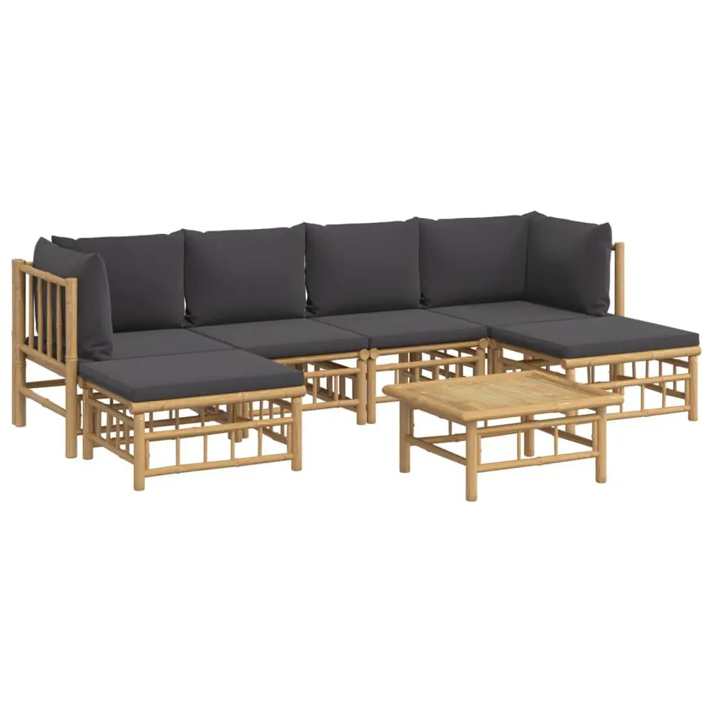 7-Piece Modular Bamboo Lounge Set with Cushions