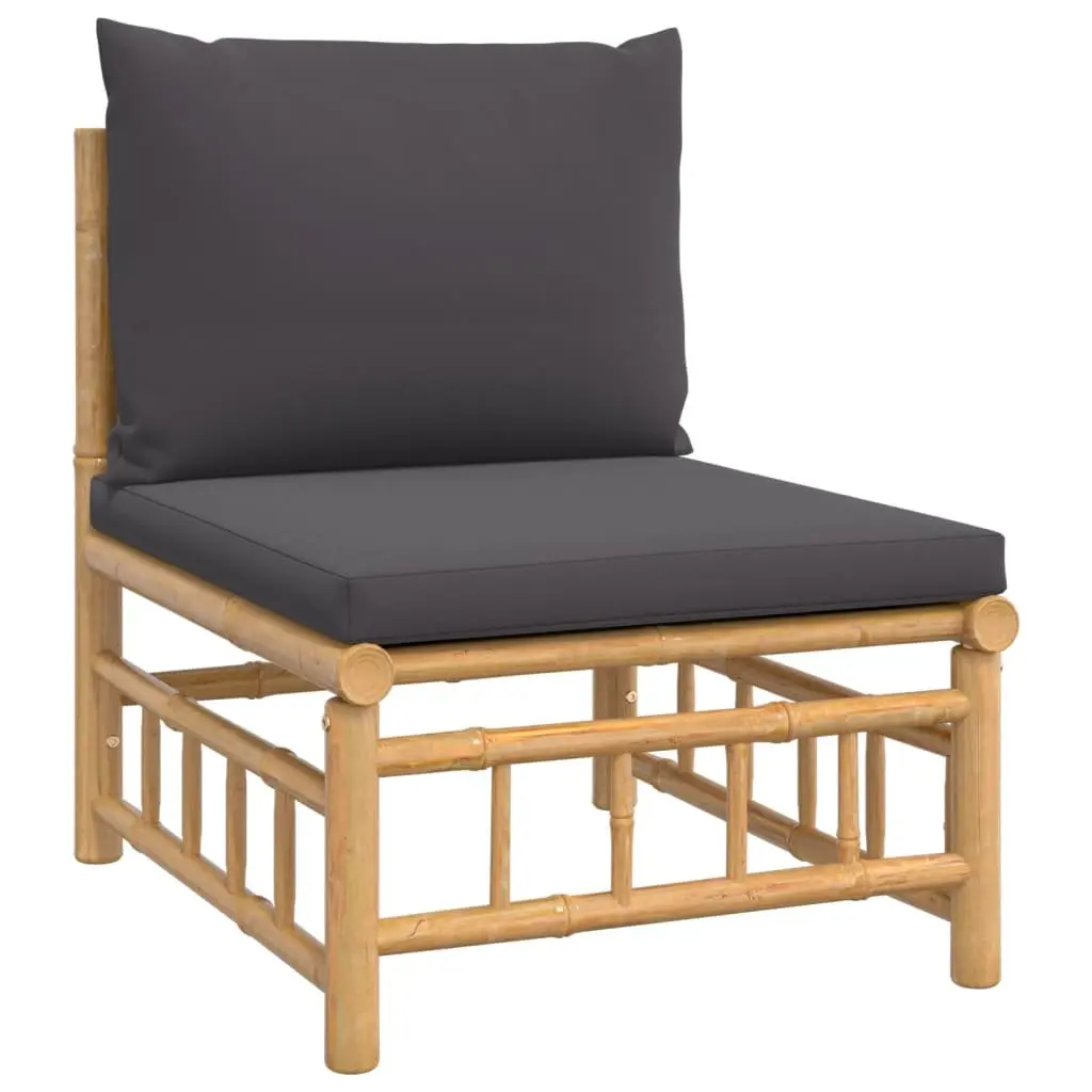 Garden Lounge Set 6 Piece Bamboo Outdoor Furniture with Cushions Patio Seating