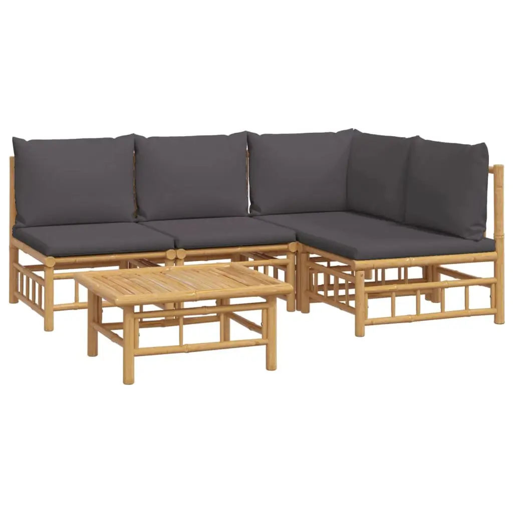 Bamboo Lounge Set Outdoor Patio Garden Modular 5 Piece