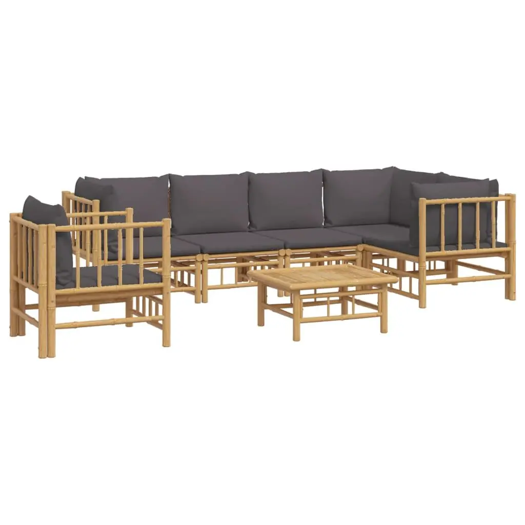 7-Piece Modular Bamboo Lounge Set with Cushions