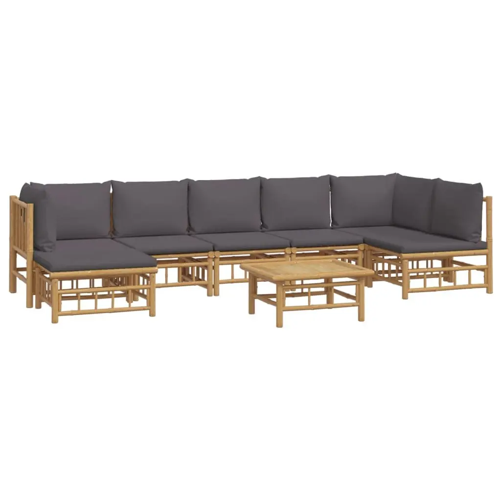 Garden Lounge Set 8 Piece Bamboo Outdoor Furniture with Cushions Modular