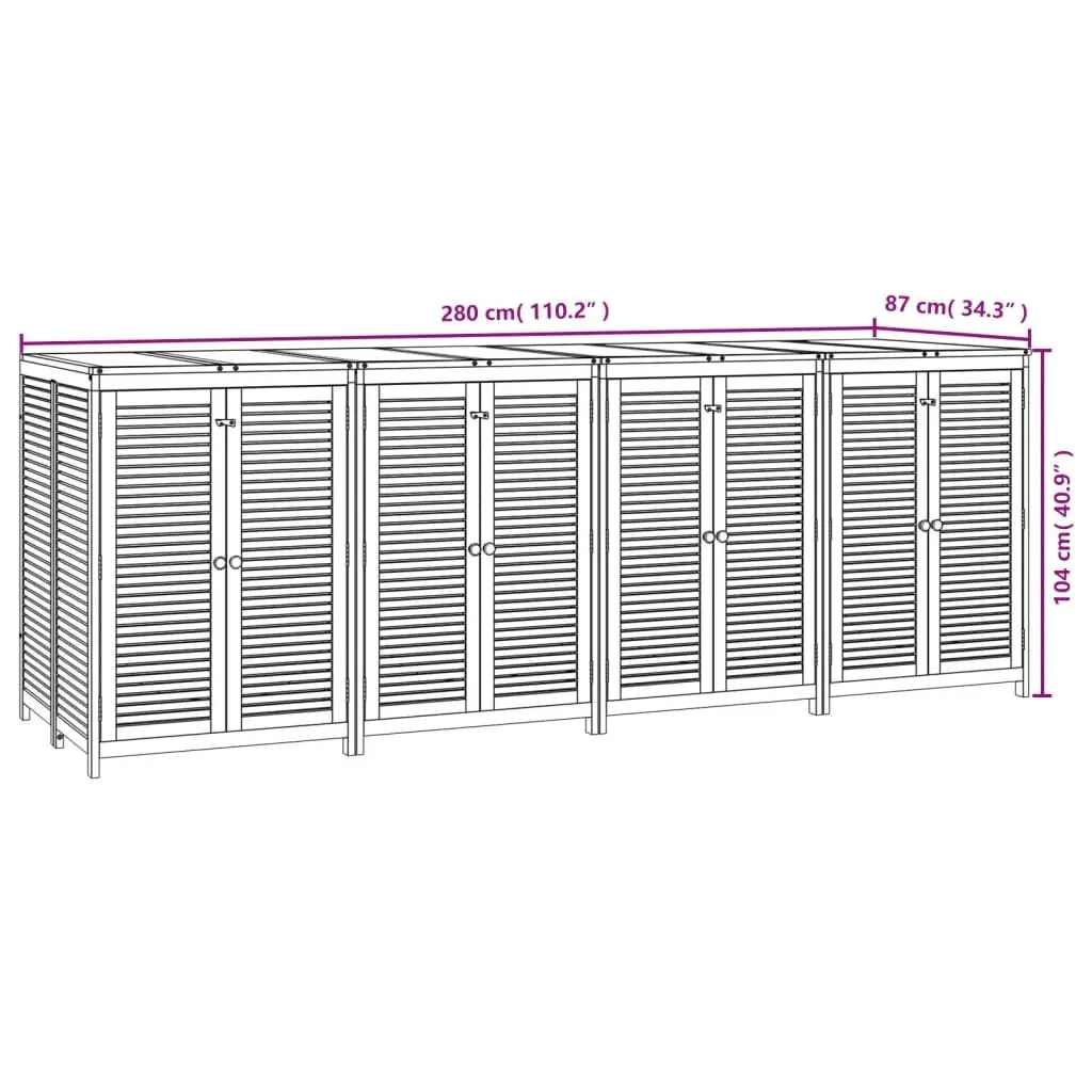 Garden Storage Box Outdoor Solid Acacia Wood 280x87x104 cm