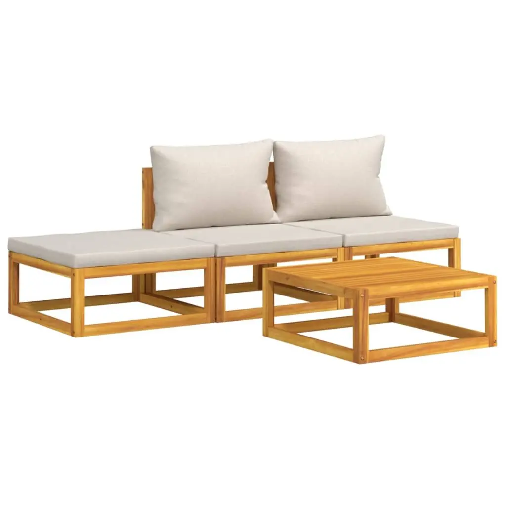 4 Piece Garden Lounge Set Outdoor Furniture Solid Wood Patio Sofa with Cushions