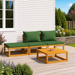 4 Piece Outdoor Furniture Set – Solid Wood & Cushions