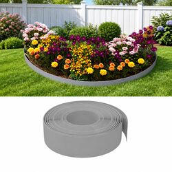 5-Piece Grey Garden Edging Set - 10 m Polyethylene
