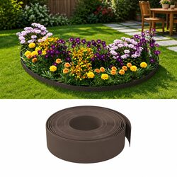 Flexible Garden Edging - 10 m Brown Lawn Border Set