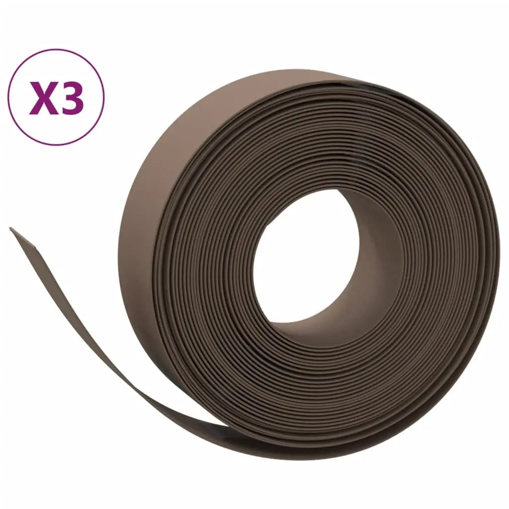 Garden Edging Borders 3 pcs Brown Flexible Lawn Edge 10 m Outdoor Lawn Edging