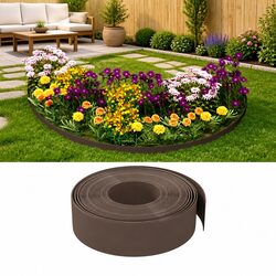 Garden Edging Border 4 Pieces Brown 10 m Flexible Lawn Edge Flower Bed Path