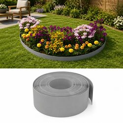 Garden Edging Borders: 3 pcs Grey, 10 m Long, 20 cm High