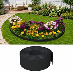 Garden Edging Borders - 5 Pieces, 10m Black Polyethylene