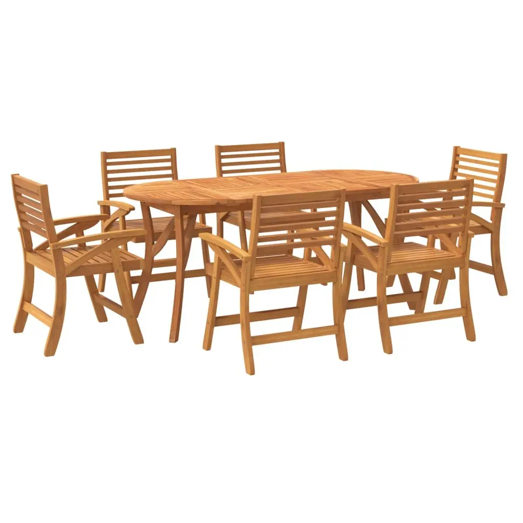 7 Piece Garden Dining Set Outdoor Use Solid Wood Acacia Brown