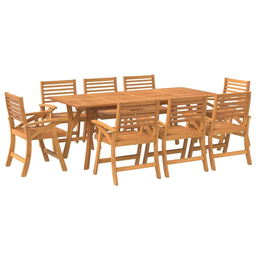 Garden Dining Set 9 Piece Outdoor Furniture Solid Wood Acacia Brown