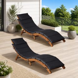 Specifications for Grey Wooden Sun Loungers with Cushions, 2 Pcs