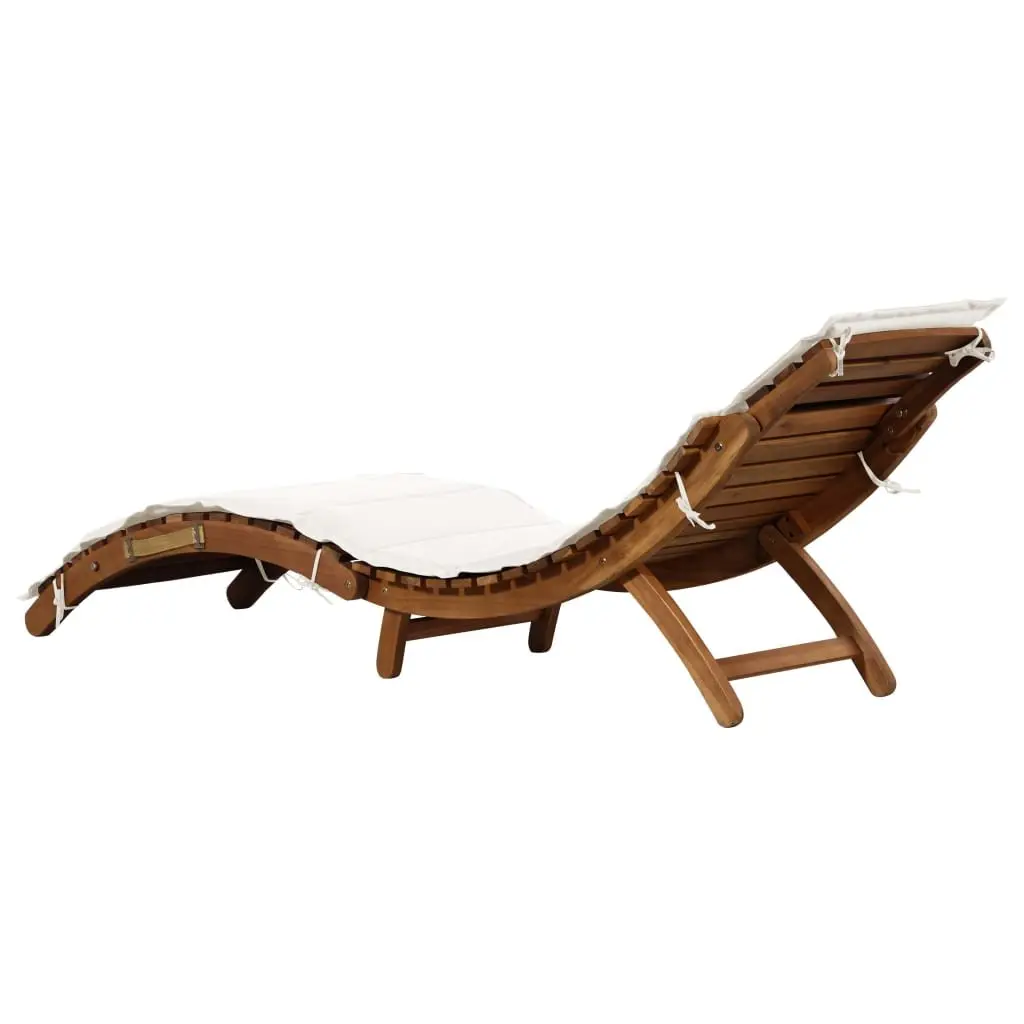 Sun Loungers Set of 2 for Garden Patio Foldable Acacia Wood with Cushions