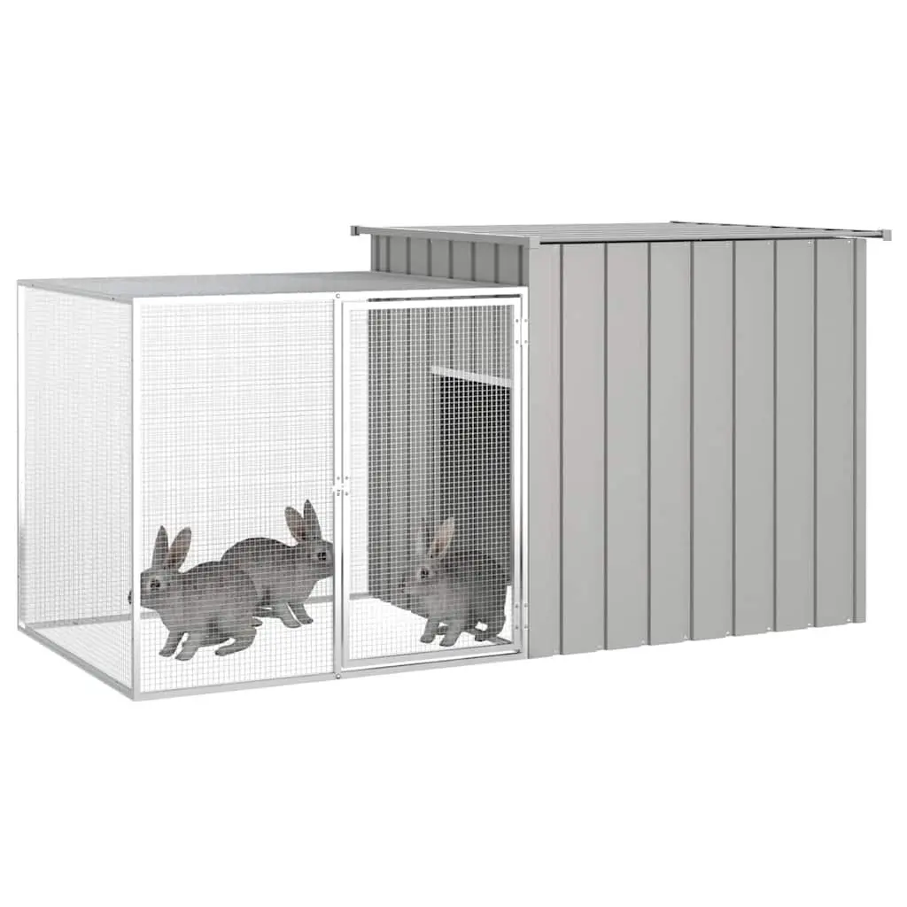 Rabbit Cage Hutch Small Animal Enclosure Grey 200 x 91 x 100 cm Galvanised Steel Mesh