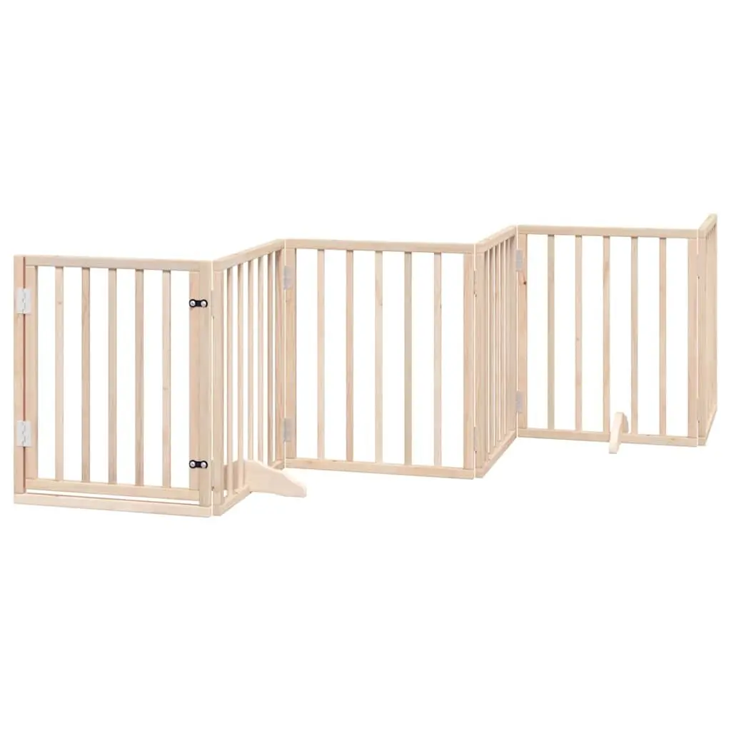 12-Panel Foldable Dog Gate in Brown