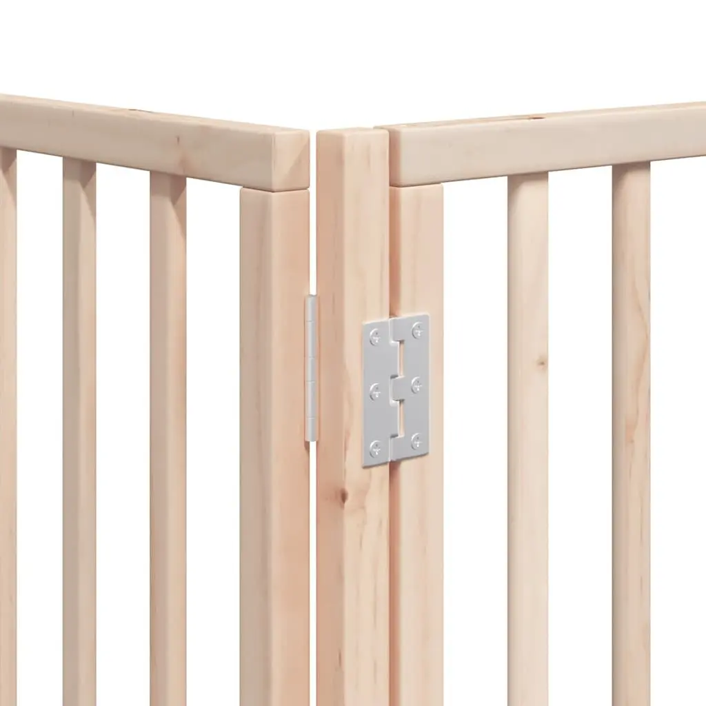Dog Gate Foldable 9 Panels 450cm Poplar Wood Pet Safety Barrier with Door Lock