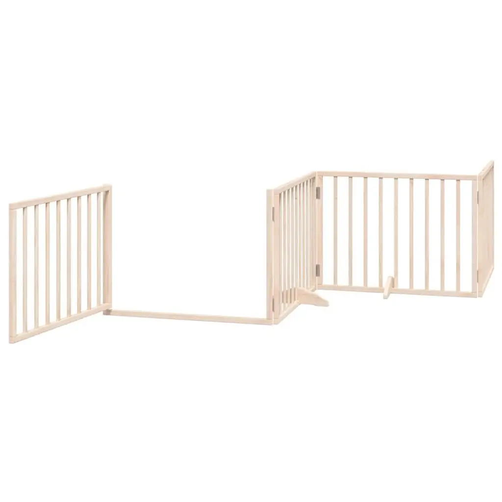 Dog Gate Foldable 6 Panel Poplar Wood Pet Safety Barrier for Living Room Kitchen Stairs Doorways 480cm