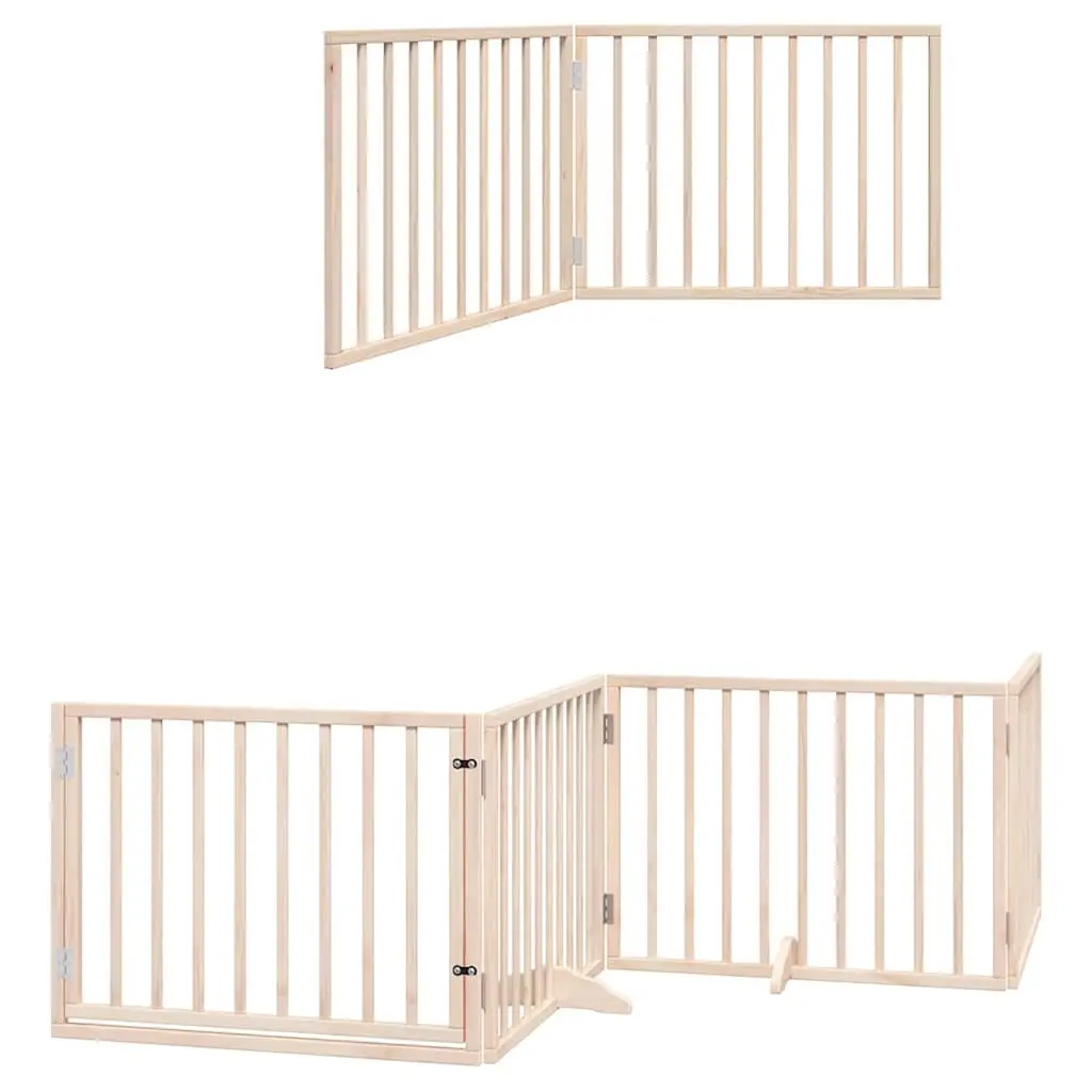 Dog Gate Foldable 10 Panels 800cm Poplar Wood Pet Safety Barrier with Door Locks