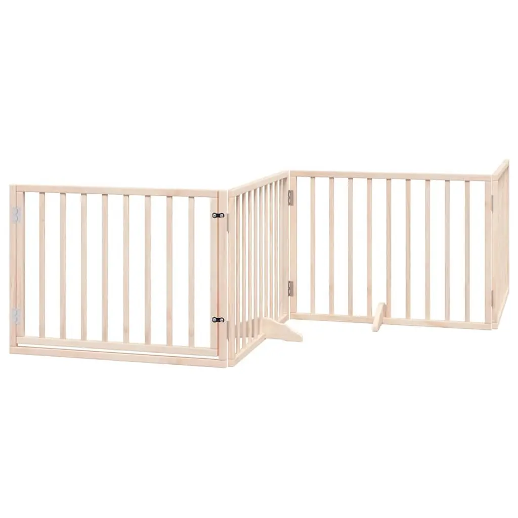 Dog Gate Foldable 10 Panels 800cm Poplar Wood Pet Safety Barrier with Door Locks