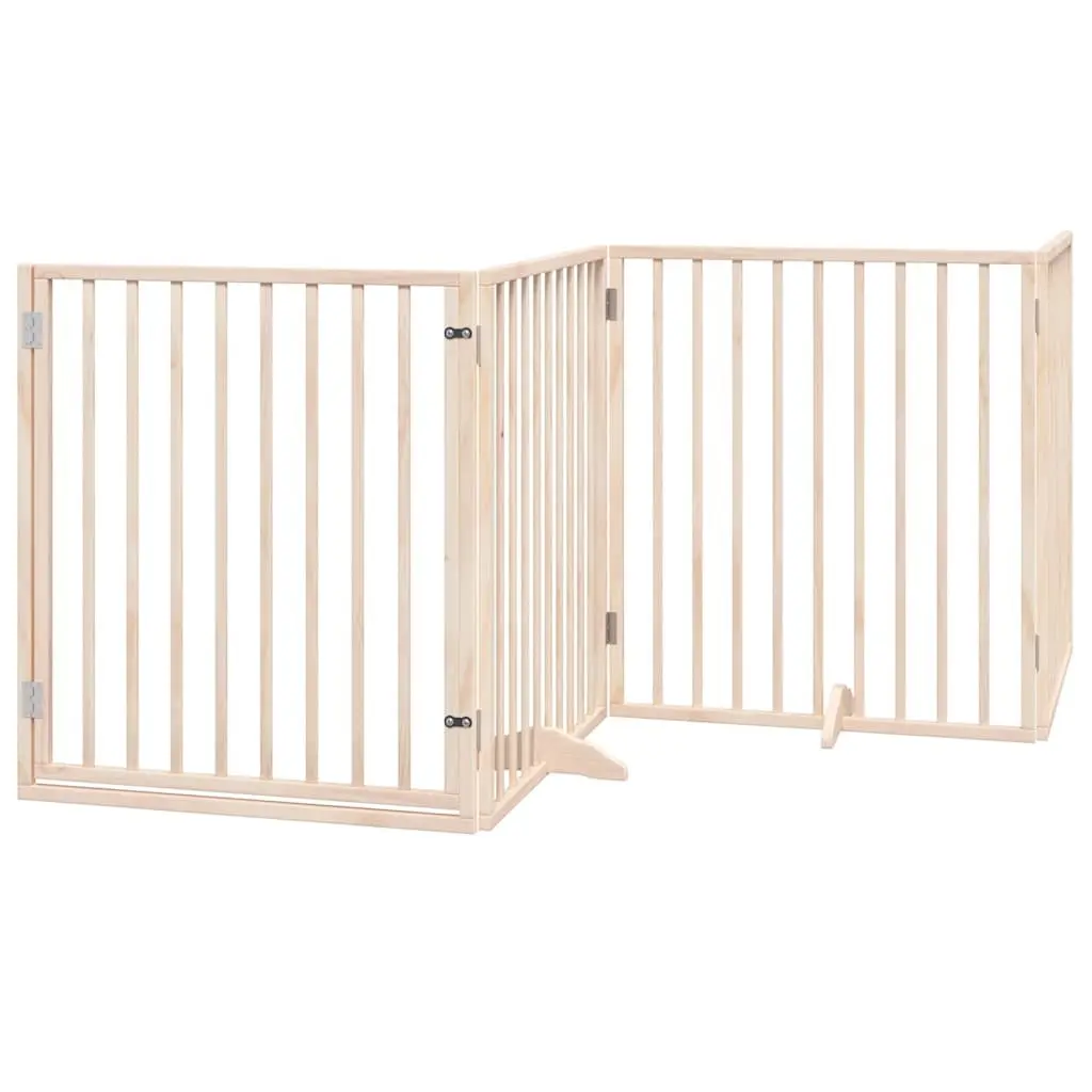 Dog Gate Foldable 6 Panels 480 cm Brown Poplar Wood for Living Room Kitchen Stairs Doorways