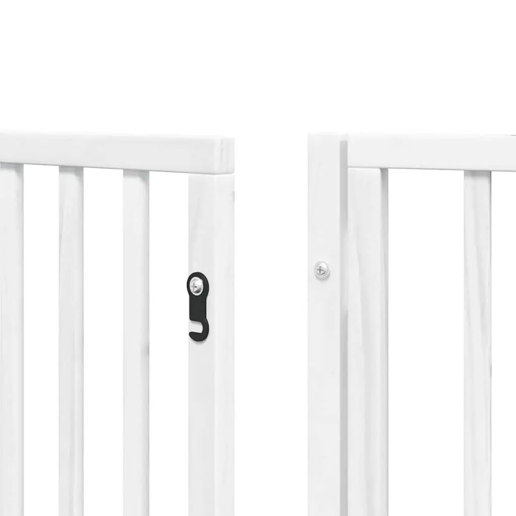 Dog Gate Foldable 6 Panels White Poplar Wood Pet Safety Barrier Enclosure