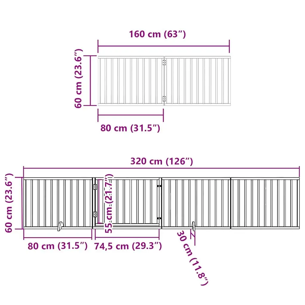 Dog Gate Foldable 10 Panels Black Poplar Wood Pet Safety Barrier Door Enclosure
