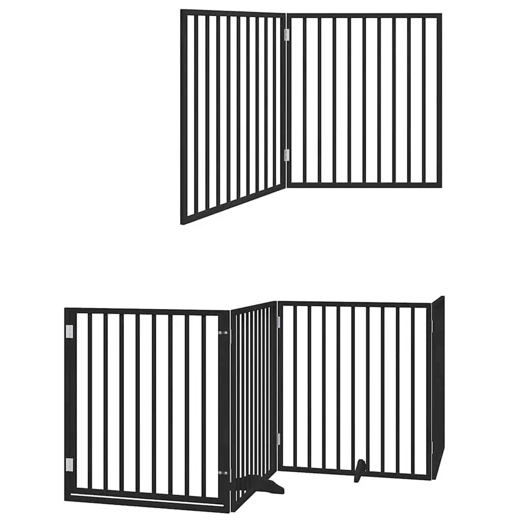 Pet Safety Barrier Foldable Dog Gate 6 Panels Black for Indoor Use
