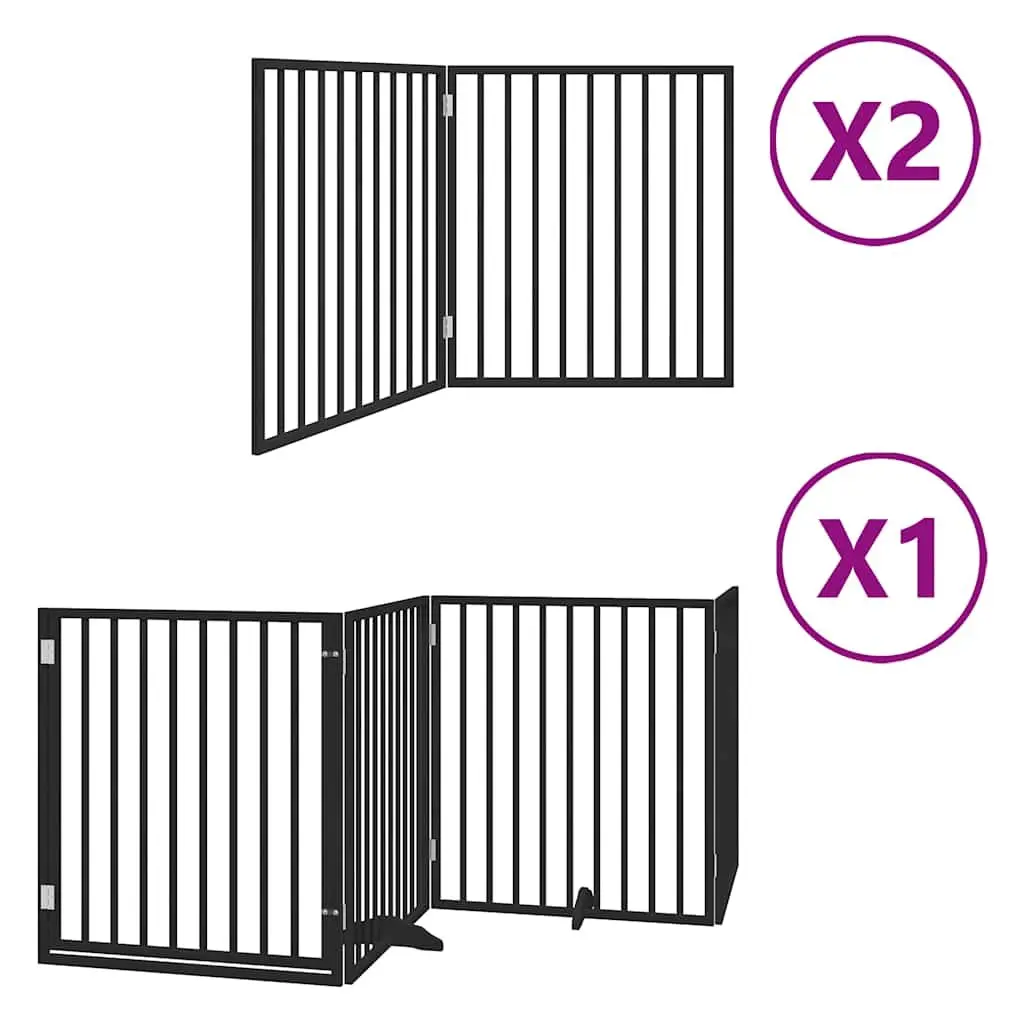Dog Gate for Indoor Use Foldable 8 Panels Black 640cm Poplar Wood