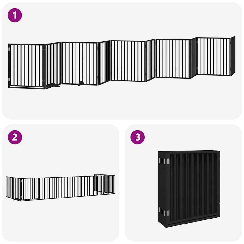 Black Foldable Dog Gate with 10 Panels