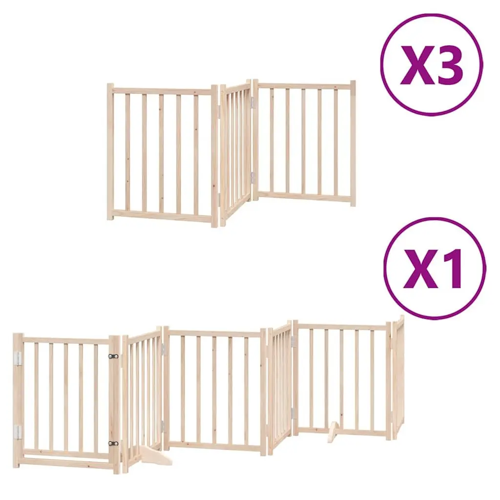 Dog Gate Foldable 15 Panels 750cm Poplar Wood Pet Safety Barrier with Door Lock